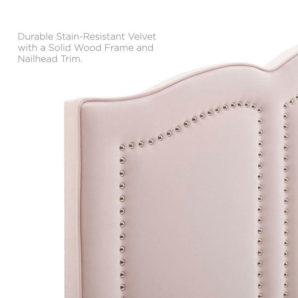 Headboard, Full Queen Size, Velvet, Pink, Modern Contemporary, Bedroom Master