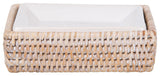 La Jolla Rattan Rectangular Soap Dish, White Wash