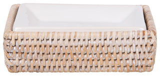 La Jolla Rattan Rectangular Soap Dish, White Wash