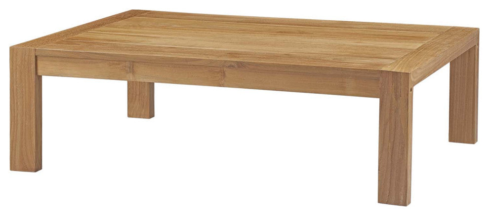 Lounge Coffee Table, Rectangular, Brown Natural, Wood, Modern, Outdoor Patio
