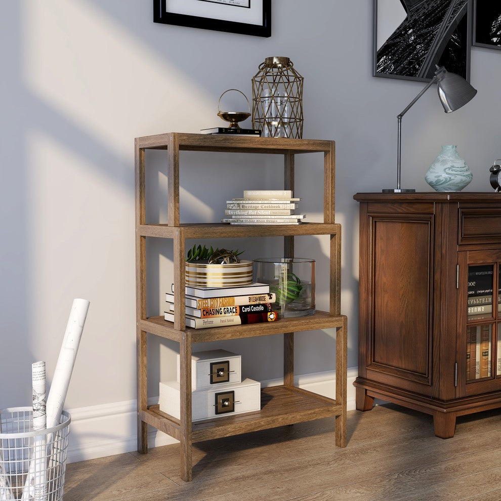 Dunnsville 4-Tier Stepback Shelf, Antique Chestnut
