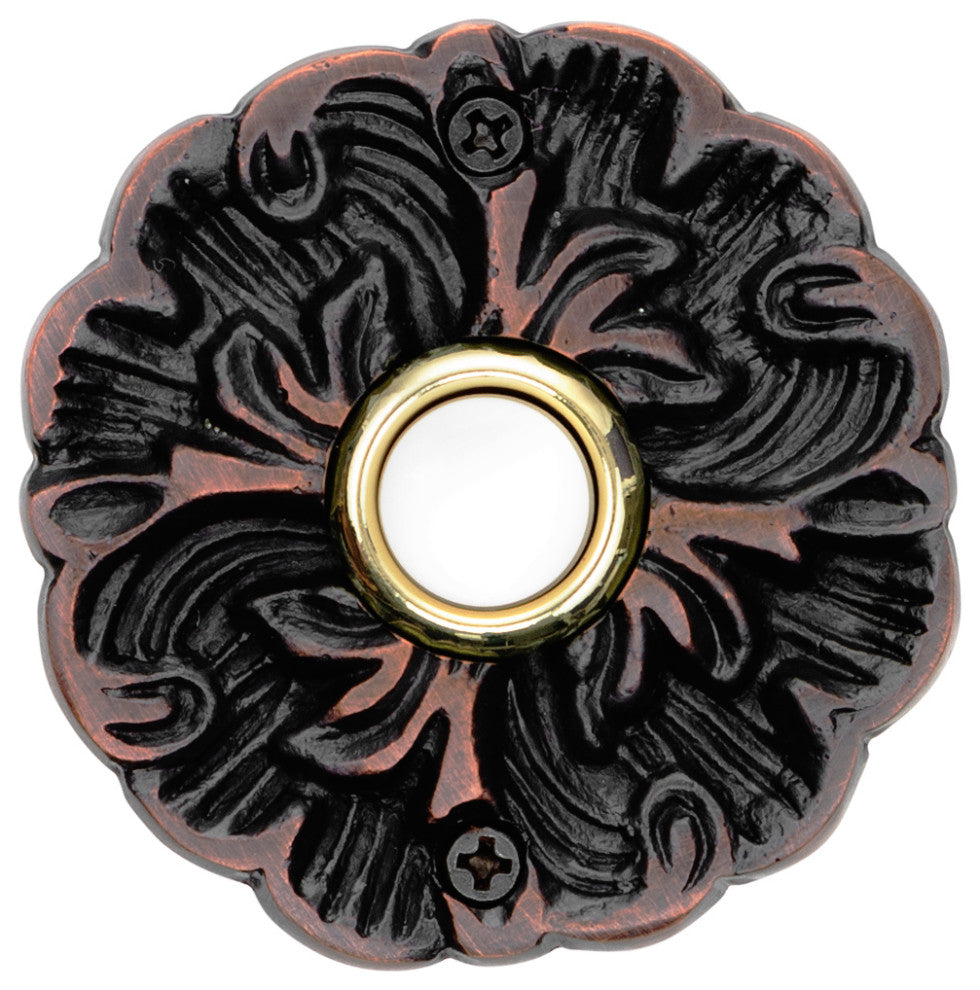 Solid Brass Maya Doorbell in 4 Finishes, Oil Rubbed Bronze