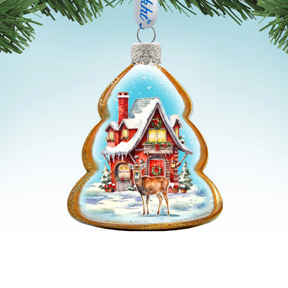 Red Christmas Cottage Mercury Glass Ornaments Christmas Decor