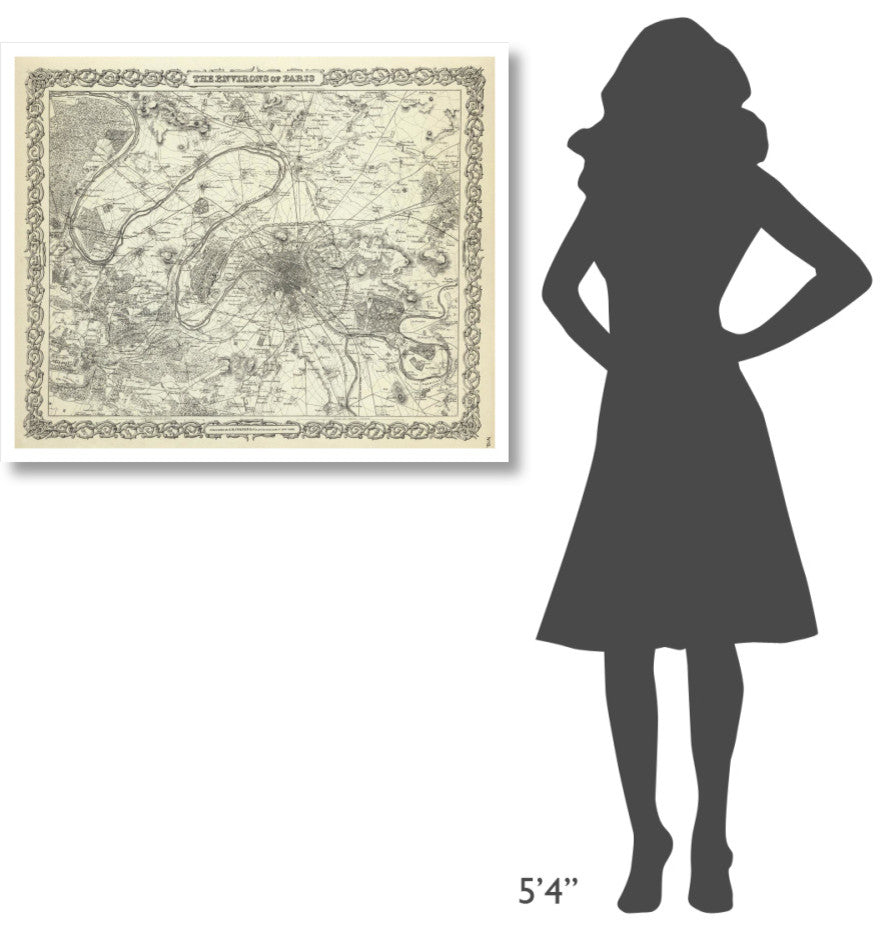 "The Environs of Paris, 1856" Digital Paper Print by G.W. Colton, 38"x31"