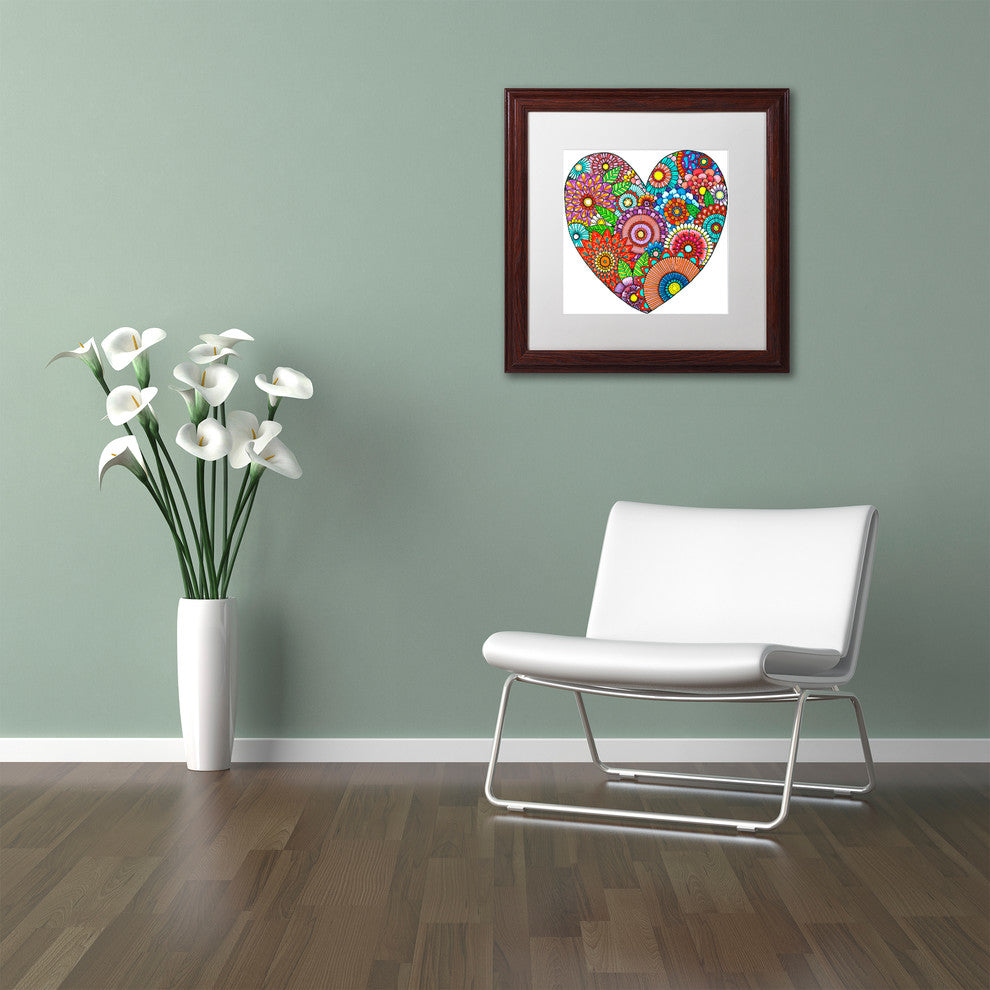Hello Angel 'Floral Heart' Art, Wood Frame, White Mat, 16x16