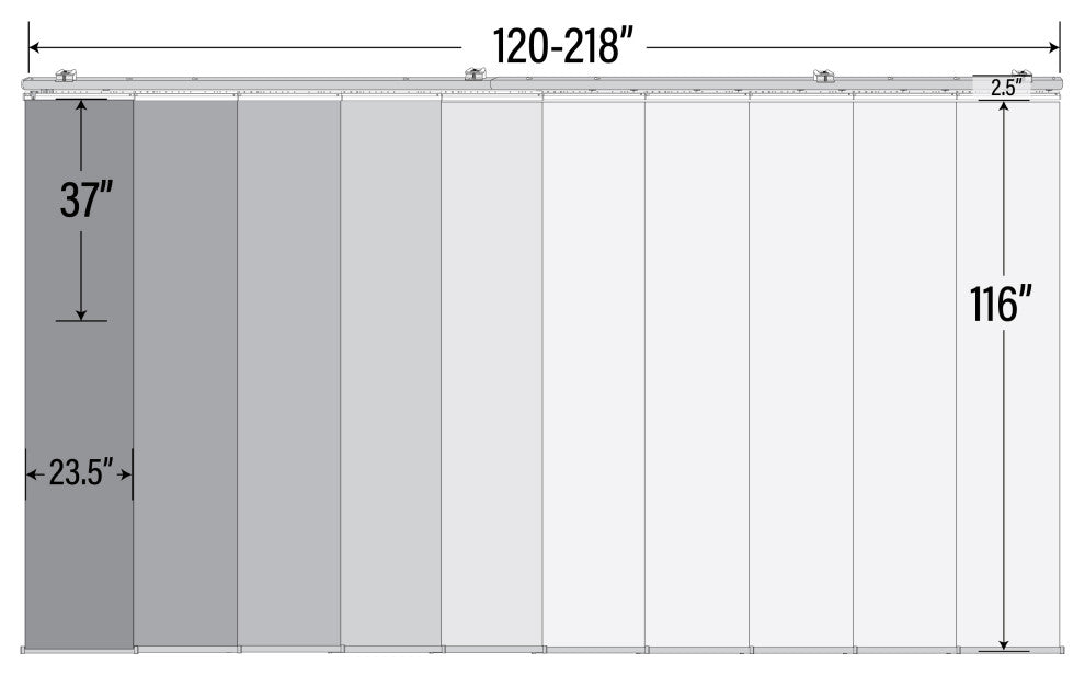 Lizbeth 10-Panel Track Extendable Vertical Blinds 120-218"W