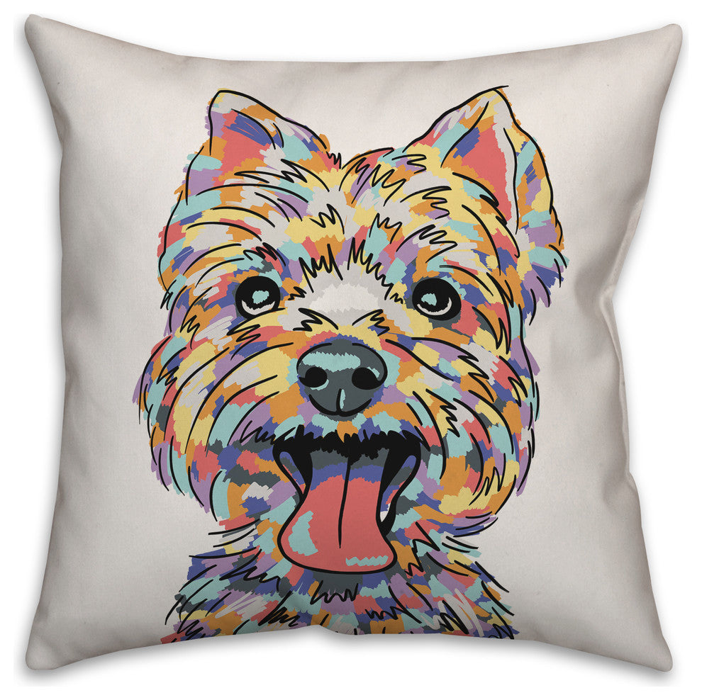Watercolor Yorkie Throw Pillow Cover