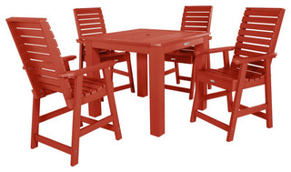 Weatherly 5-Piece Square Counter-Height Dining Set, Rustic Red