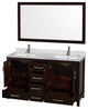 Wyndham WCS141460DESCMUNSM58 60 Inch 2 Vanity with Carrera Marble & Mirror