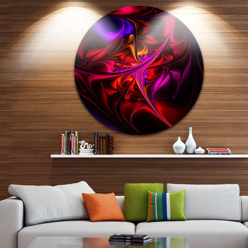 Multi-Colored Magenta Stained Glass, Floral Round Wall Art, 23"