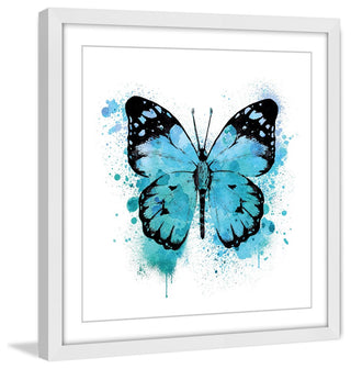 "Butterfly Black Blue" Framed Painting Print