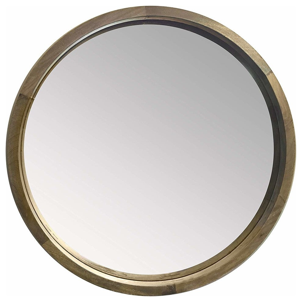 28" Contemporary Mango Wood Frame Wall Mirror