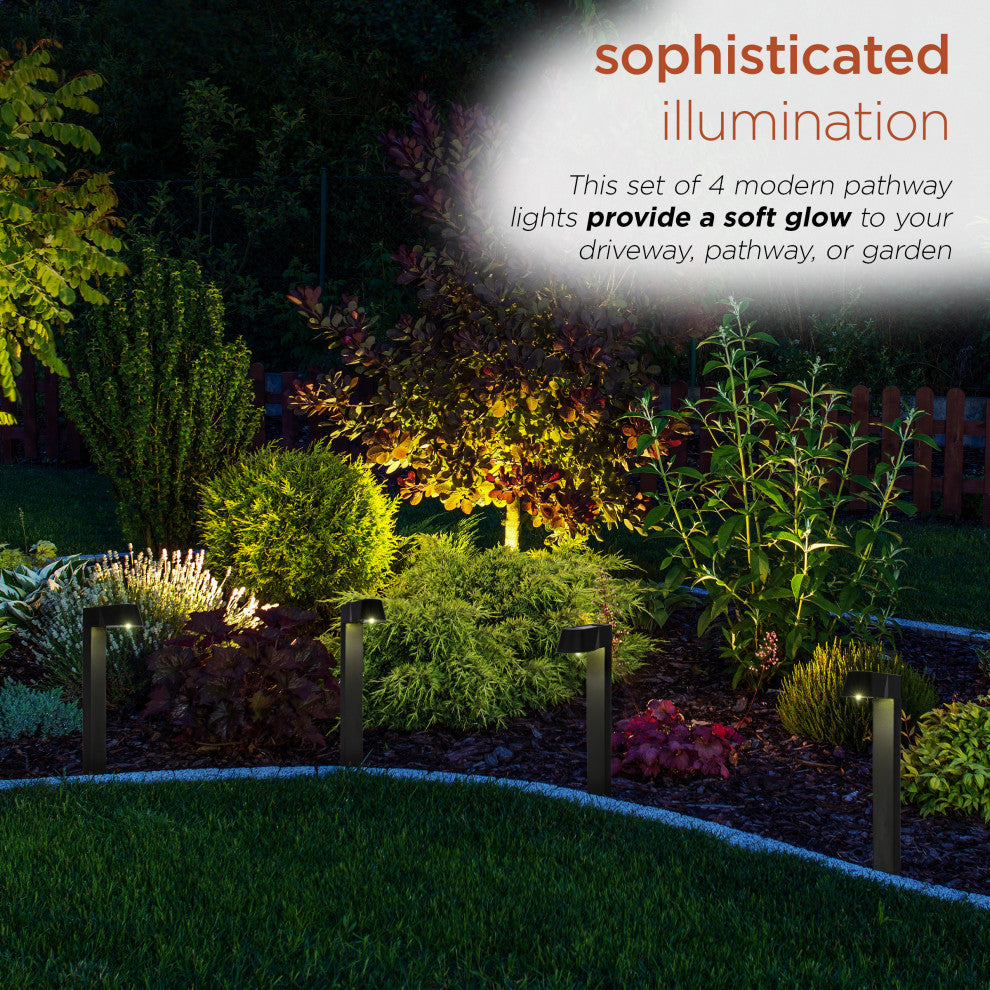 Solar Black Modern Pathway LED Light Set of 4