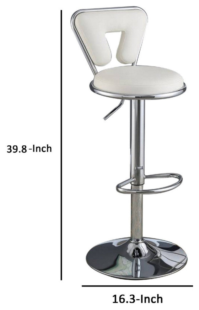 Adjustable Barstool with Round Seat and Stalk Support, Set of 2, White