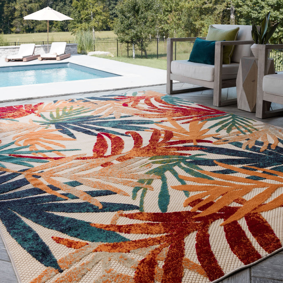 Oaks Modern Floral Area Rug, Multi-Color, 7'11" X 10'3"