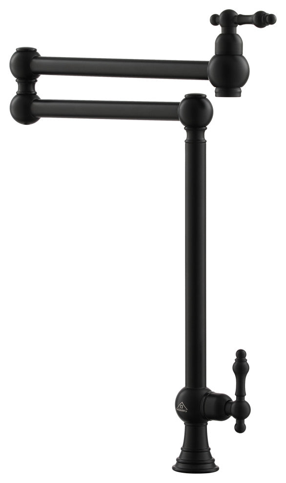Deck-Mounted Double Handle Pot Filler Kitchen Faucet Stove Faucet, Matte Black