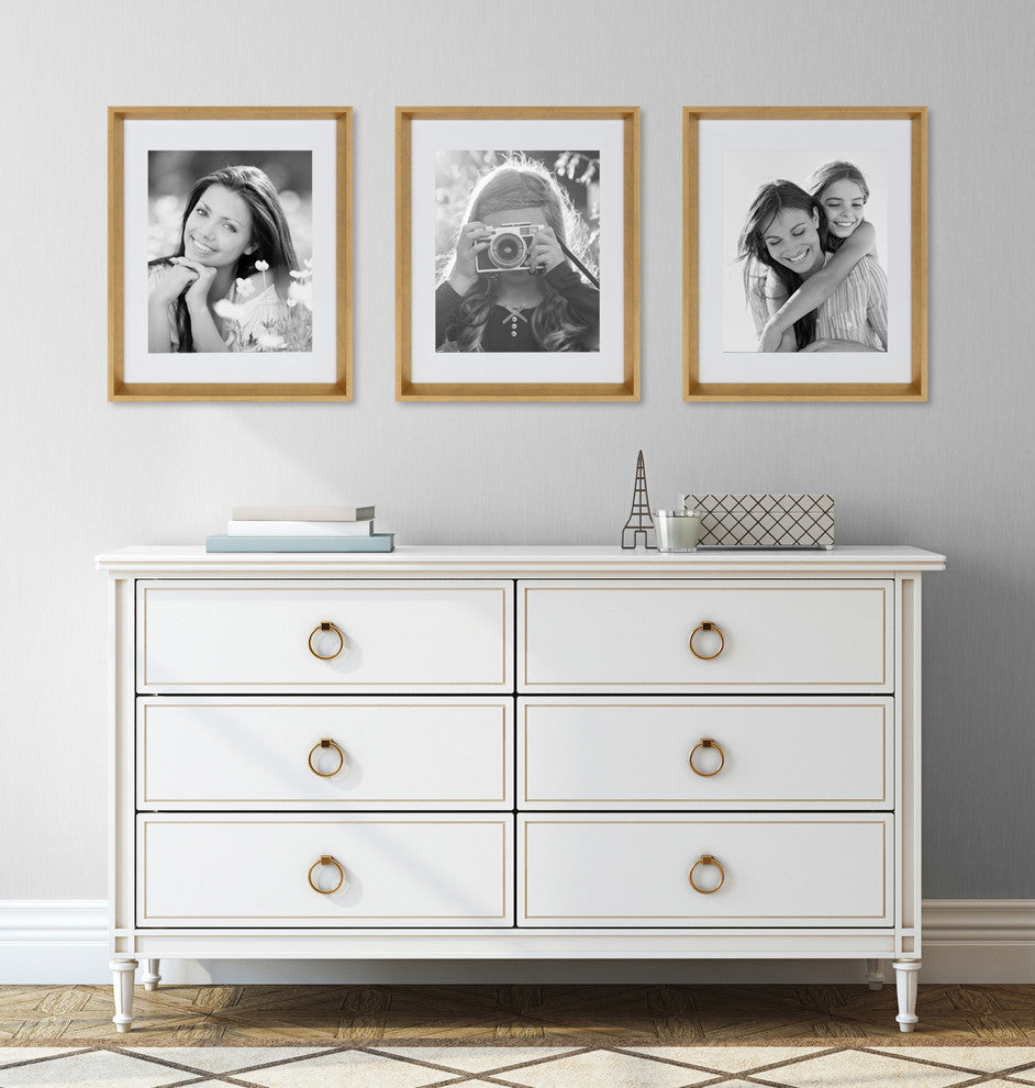 Calter Photo Frame Set, Gold 14x18 matted to 11x14