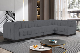 Quinn Chenille Upholstered 5-Piece L-Shaped Modular Sectional, Grey