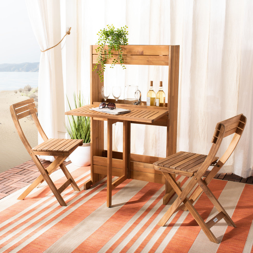 Safavieh Barley Flower Shelf 3-Piece Bistro Set Natural