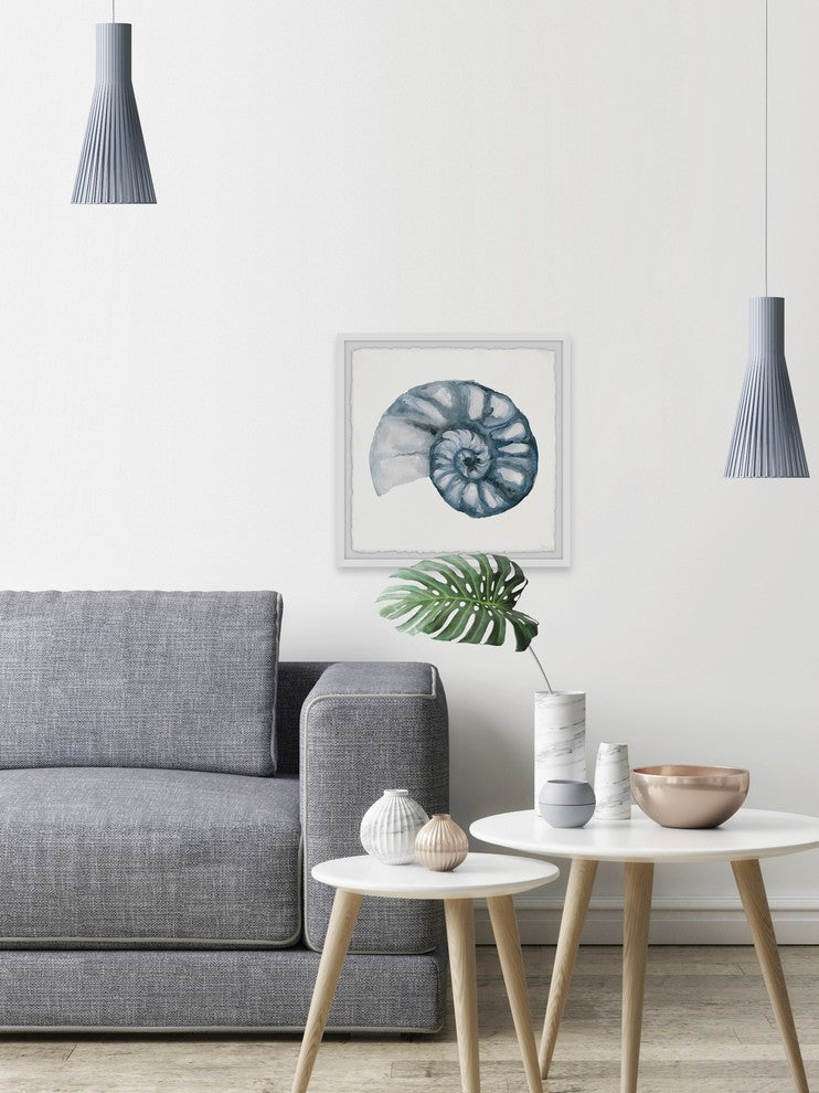 "Shell in Blue" Framed Painting Print, 32"x32"