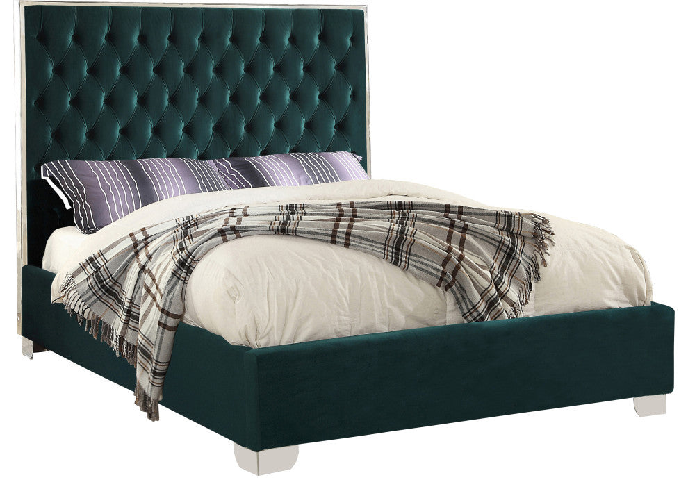 Lexi Velvet Bed, Green, Full