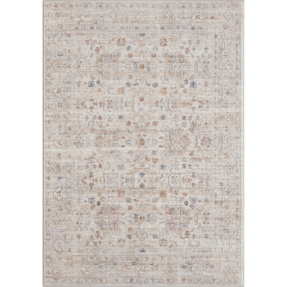 5' X 8' Beige Botanical Area Rug