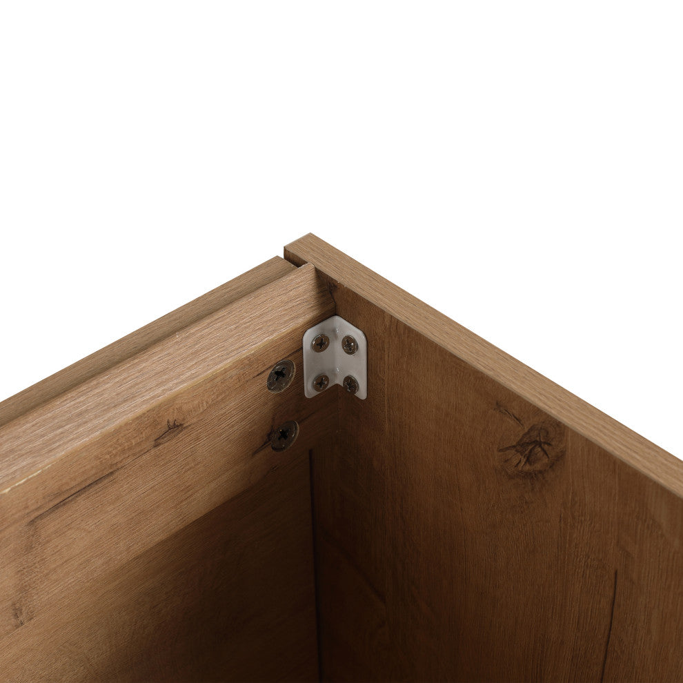 GDF Studio 18" Wall-Mounted Vanity, Ceramic Sink, Imitative Oak