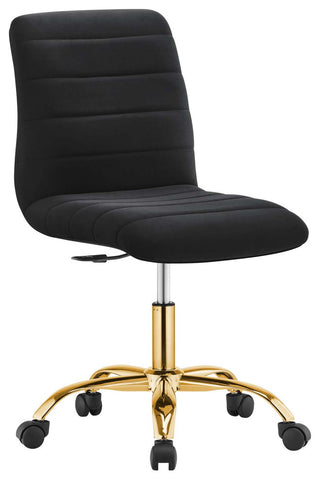 Ripple Armless Performance Velvet Office Chair, Gold Black