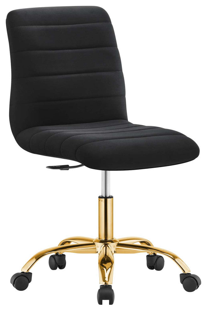 Ripple Armless Performance Velvet Office Chair, Gold Black