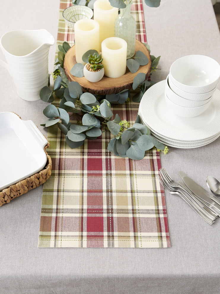 Homespun Plaid Table Runner 13X72