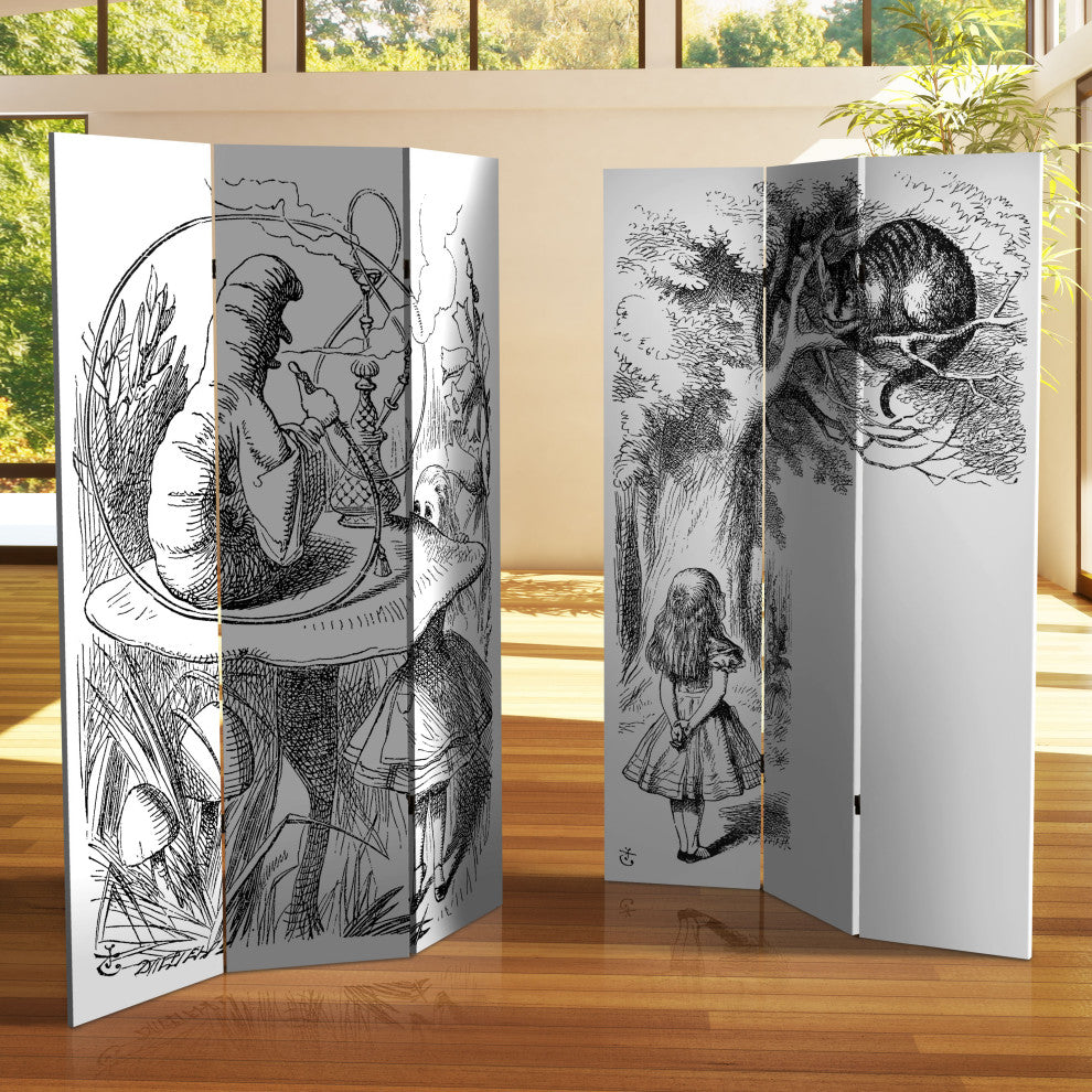 6' Tall Double Sided Alice in Wonderland Canvas Room Divider
