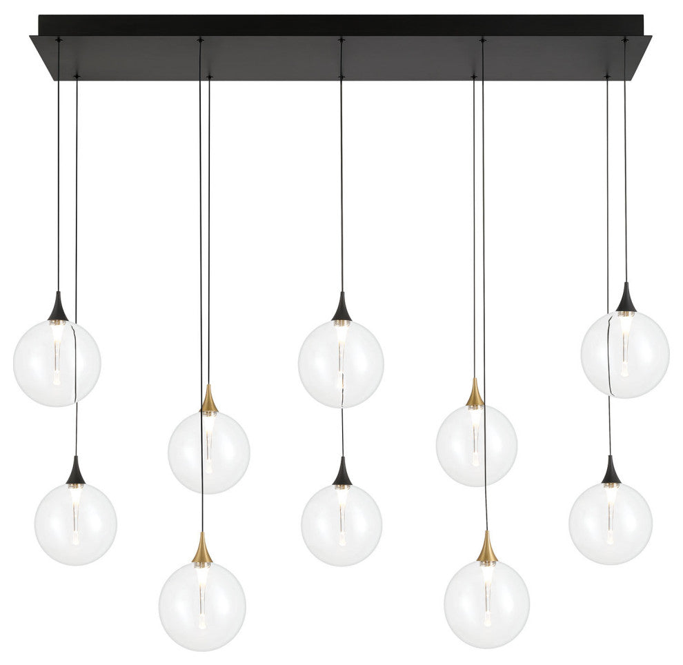 Iissa 10L 47" Gold-Black Clear Chandelier
