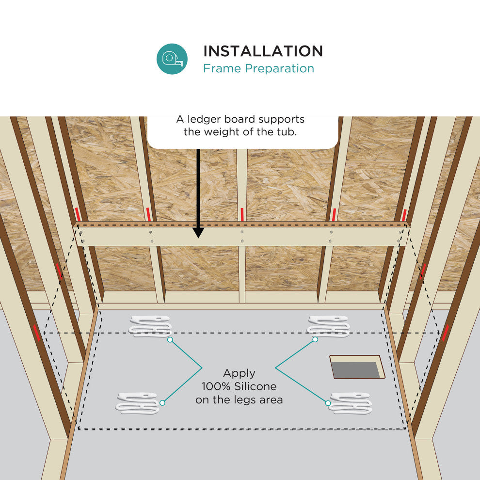 Single Threshold Acrylic Non-Slip Shower Base, Seat 60 x 32, Right Hand Drain