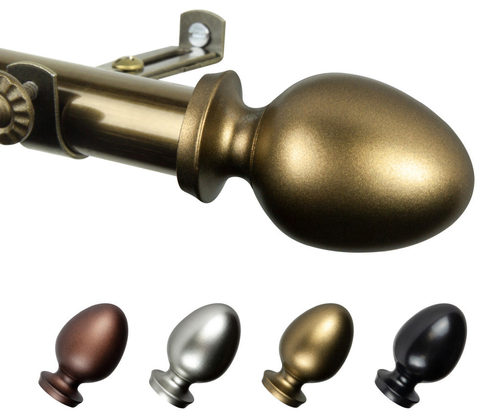 Faye 13/16" Curtain Rod, Antique Brass, 18-28"