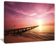 "Long Boardwalk Into Sunset Sea" Large Sea Bridge Canvas Print, 40"x30"