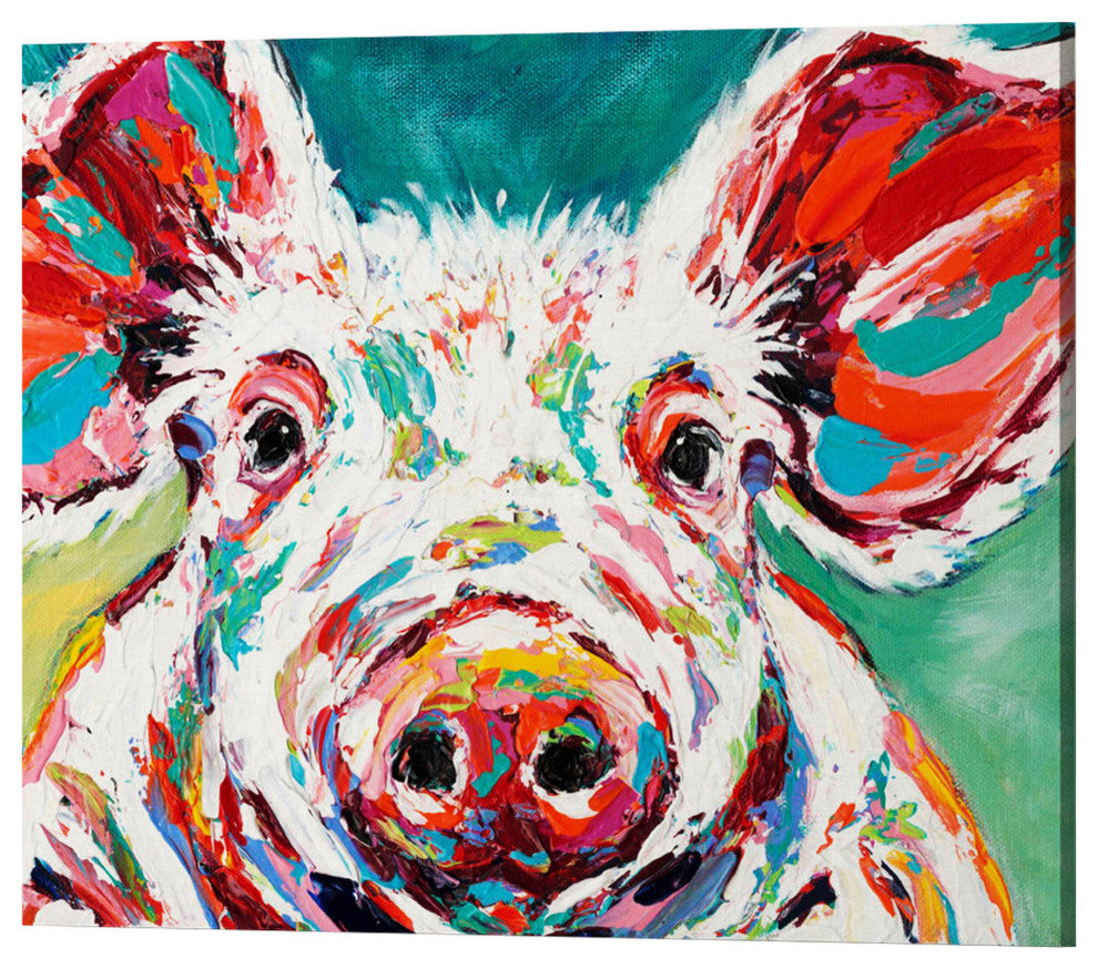 Piggy II' by Carolee Vitaletti Giclee Canvas Wall Art, 18"x16"