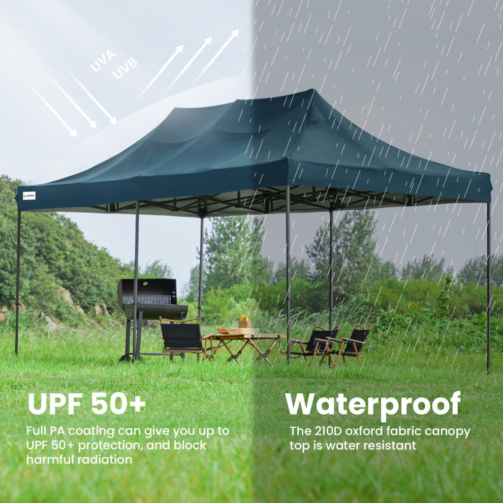 JEAREY Pop Up Canopy Tent, Outdoor Canopy, 4 Sand Bags, Navy, 10x20ft