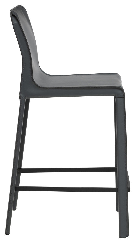 Elite Living Stan Leather 26" Counter Height Bar Stool, Smoke