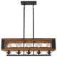 Wooden Farmhouse Rectangular Chandelier, 5 Light