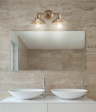 June Metal Shade Sconce, Brass Gold, 2-Light