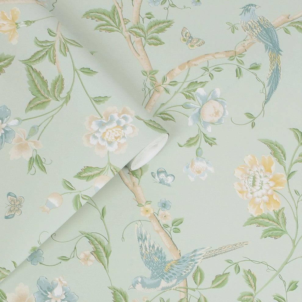 Laura Ashley Summer Palace Wallpaper, Eau De Nil