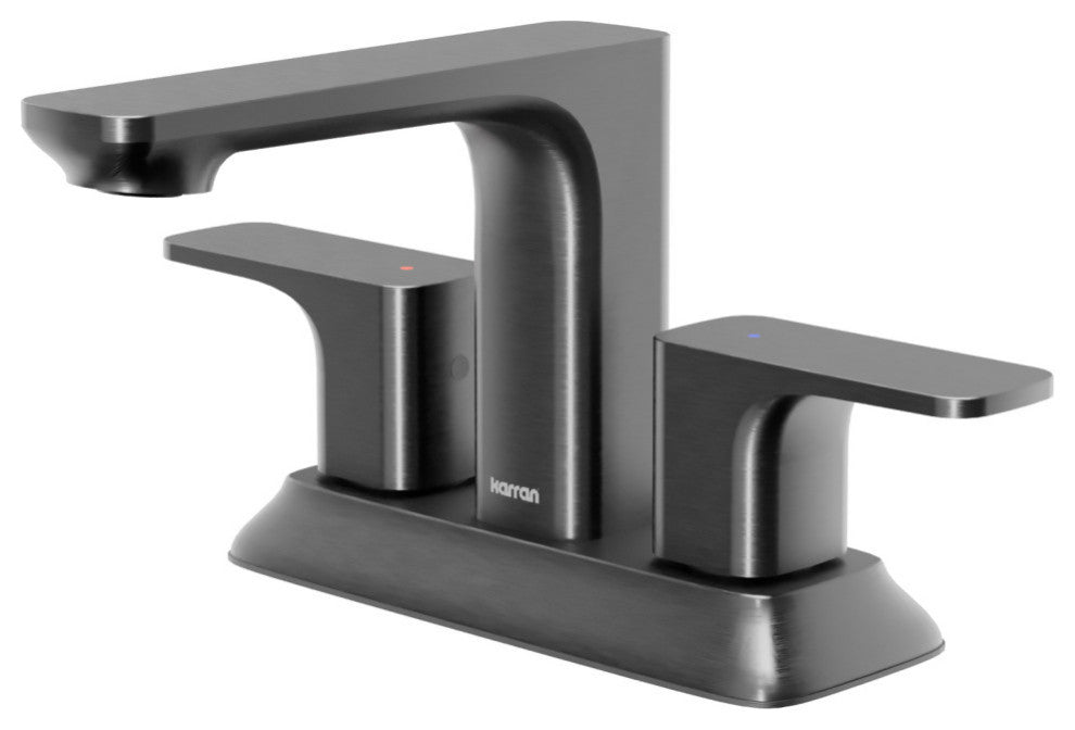 Karran 2-Handle 2-Hole Centerset Faucet With Pop-up Drain, Gunmetal Grey