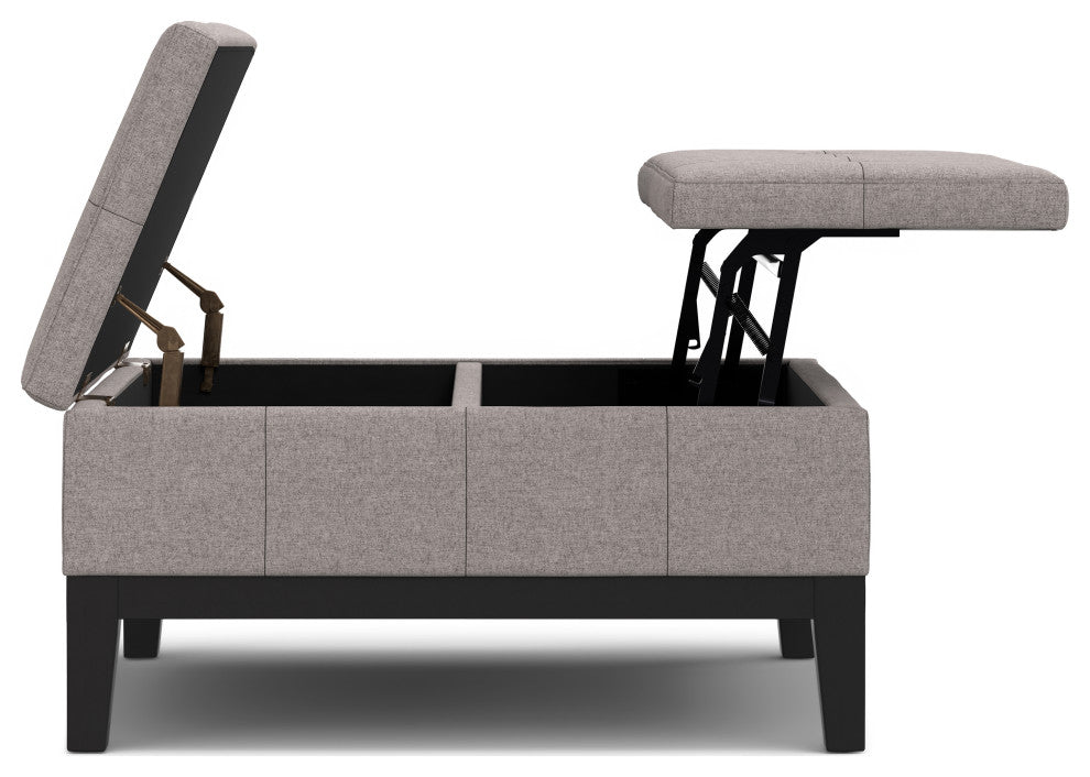 Dover Lift Top Coffee Table Storage Ottoman, Cloud Grey
