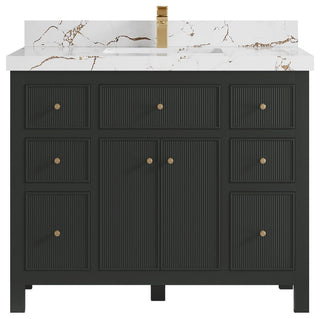 Sonoma 42" Single Sink Bath Vanity in Black Top, 2"  Viola Brown