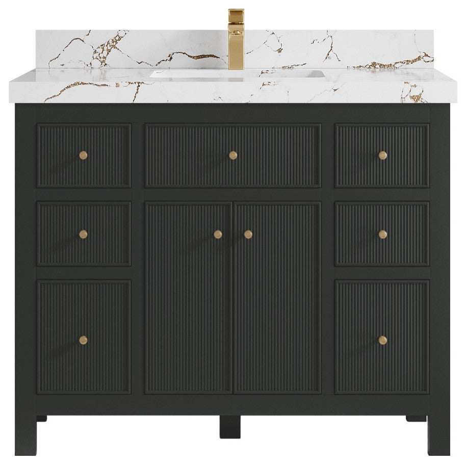 Sonoma 42" Single Sink Bath Vanity in Black Top, 2"  Viola Brown