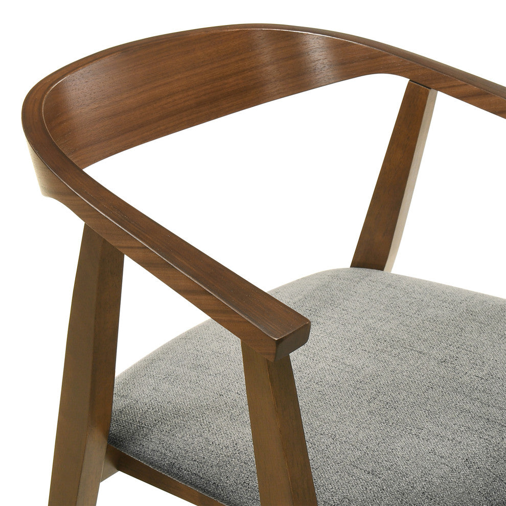 Santana 5-Piece Round Walnut Wood Dining Table Set With Charcoal Fabric