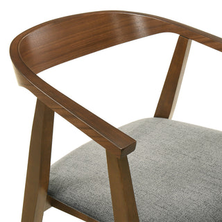 Santana 5-Piece Round Walnut Wood Dining Table Set With Charcoal Fabric