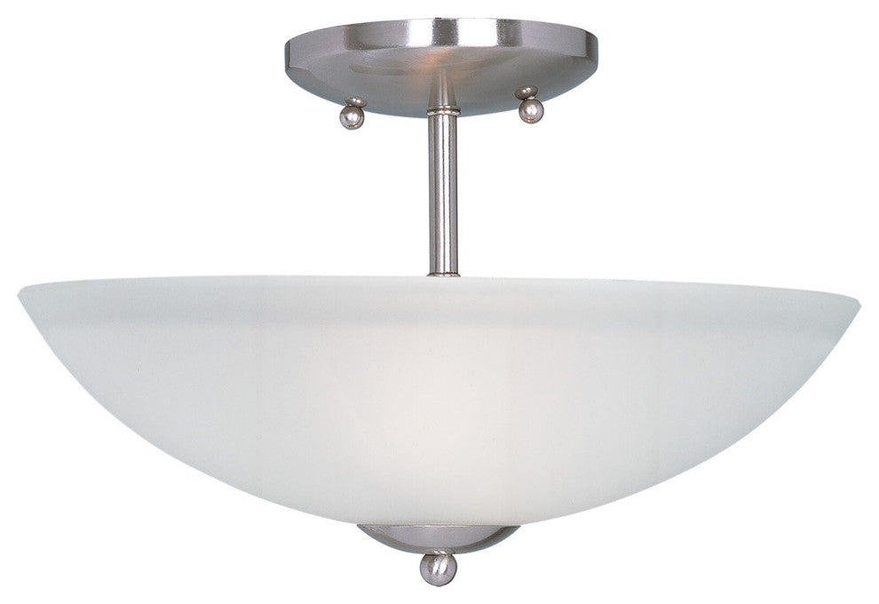 Logan 2-Light Semi-Flush Mount, Satin Nickel, Frosted