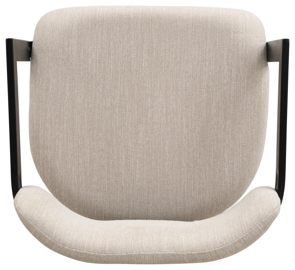 GDF Studio Clara Upholstered Dining Chairs, Black Frame, Beige Cushion