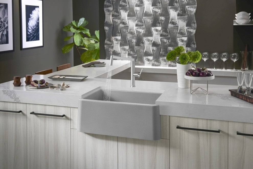 Blanco 402312 Ikon 27"x19" Granite Farmhouse Kitchen Sink, Cafe Brown